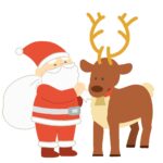 clip art of santa claus and reindeer(christmas/winter/gift delivery)