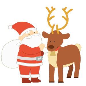 clip art of santa claus and reindeer(christmas/winter/gift delivery)