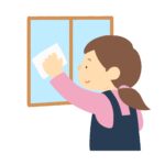 窓ガラスを拭く人の無料イラスト素材