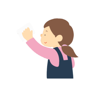 雑巾で拭く人の無料イラスト素材