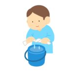 雑巾を絞る人の無料イラスト素材