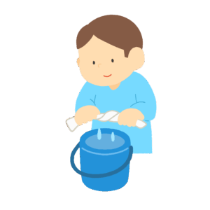 雑巾を絞る人の無料イラスト素材