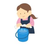 雑巾絞りをする女の人の無料イラスト素材