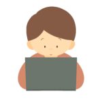 ノートパソコンで作業する男性の無料イラスト素材