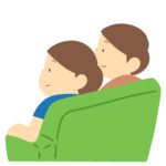 ソファーに座る人の無料イラスト素材