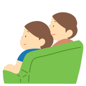 ソファーに座る人の無料イラスト素材