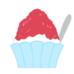 いちご味かき氷の無料イラスト素材