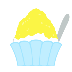 レモン味のかき氷の無料イラスト素材