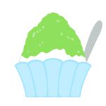 メロン味のかき氷の無料イラスト素材