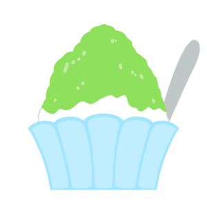 メロン味のかき氷の無料イラスト素材