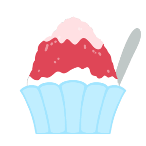 いちごミルクかき氷の無料イラスト素材