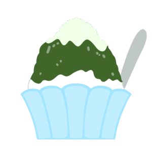 抹茶ミルクかき氷の無料イラスト素材