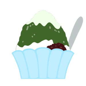 抹茶ミルク金時かき氷の無料イラスト素材