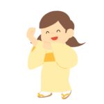 盆踊りをする子どもの無料イラスト素材