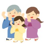 盆踊りをする人たちの無料イラスト素材