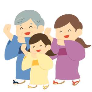 盆踊りをする人たちの無料イラスト素材