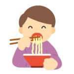 ラーメンを食べる男性の無料イラスト素材