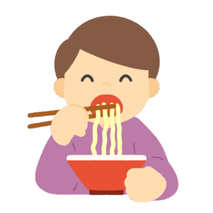ラーメンを食べる男性の無料イラスト素材