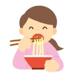 ラーメンを食べる女性の無料イラスト素材