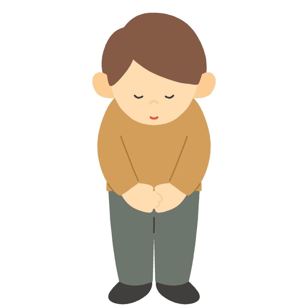 挨拶（お辞儀）をする男性の無料イラスト素材