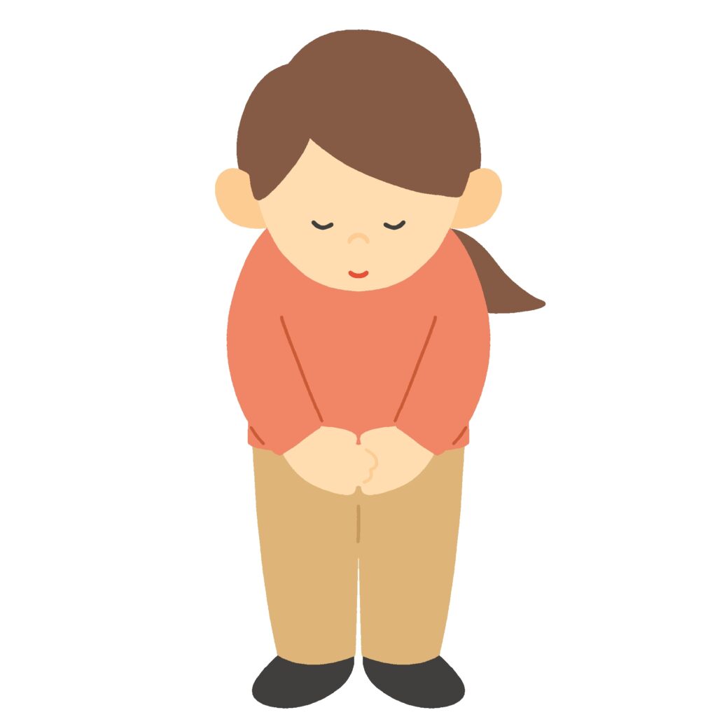 挨拶（お辞儀）をする女性の無料イラスト素材