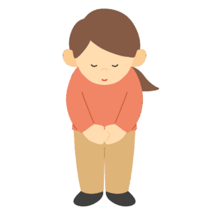 挨拶（お辞儀）をする女性の無料イラスト素材