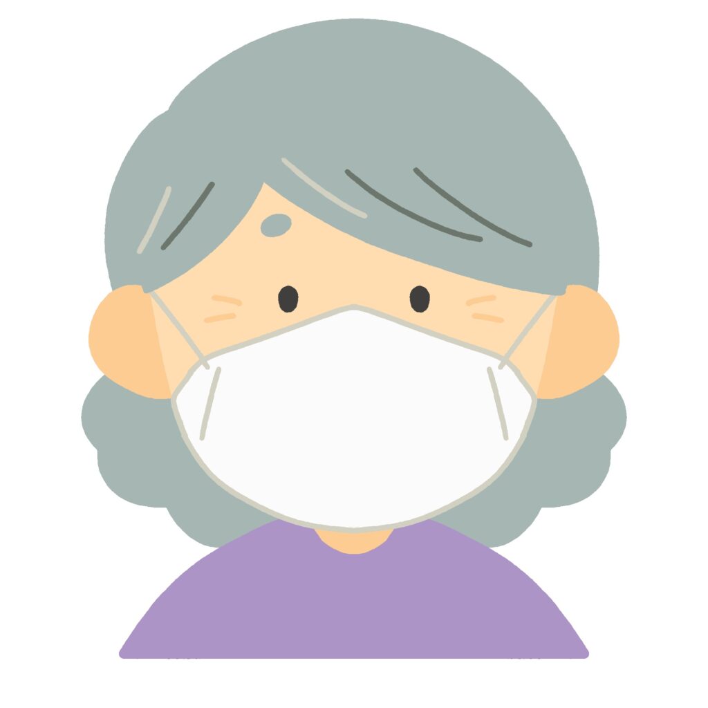 マスクをしているおばあさんの無料イラスト素材