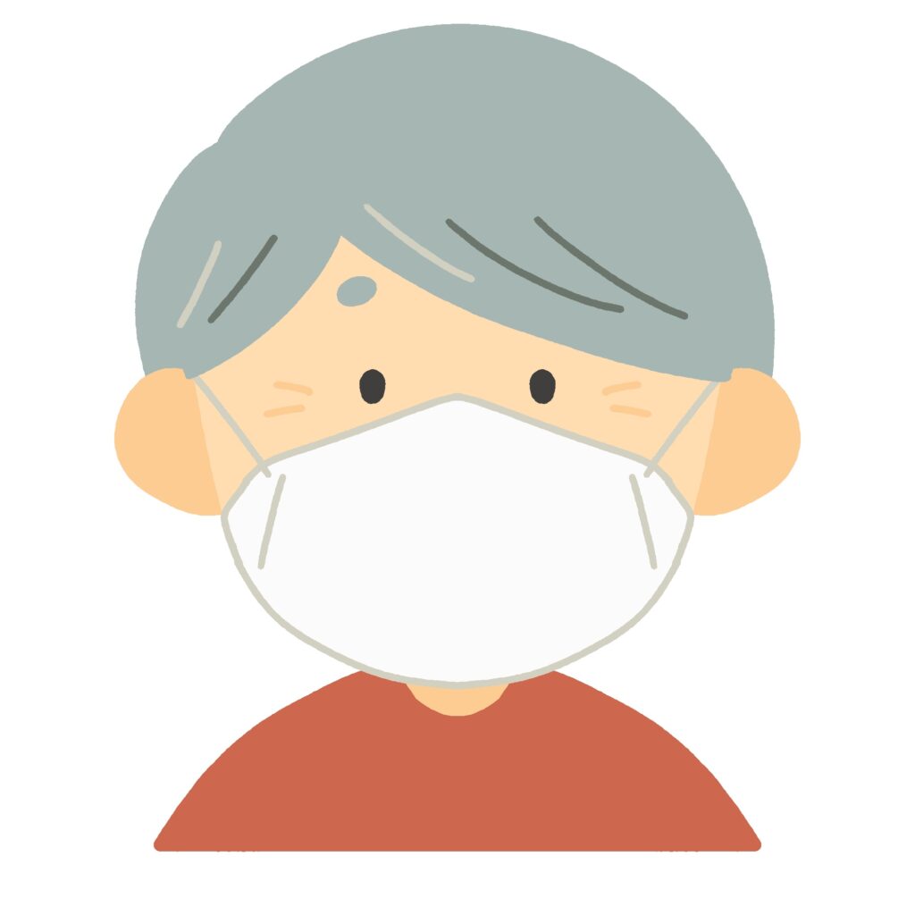 マスクをしているおじいさんの無料イラスト素材