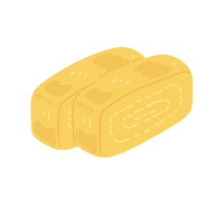 カットした卵焼きの無料イラスト素材