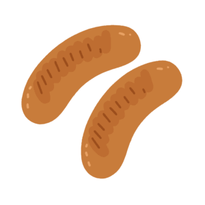 こんがり焼けたウインナーソーセージの無料イラスト素材