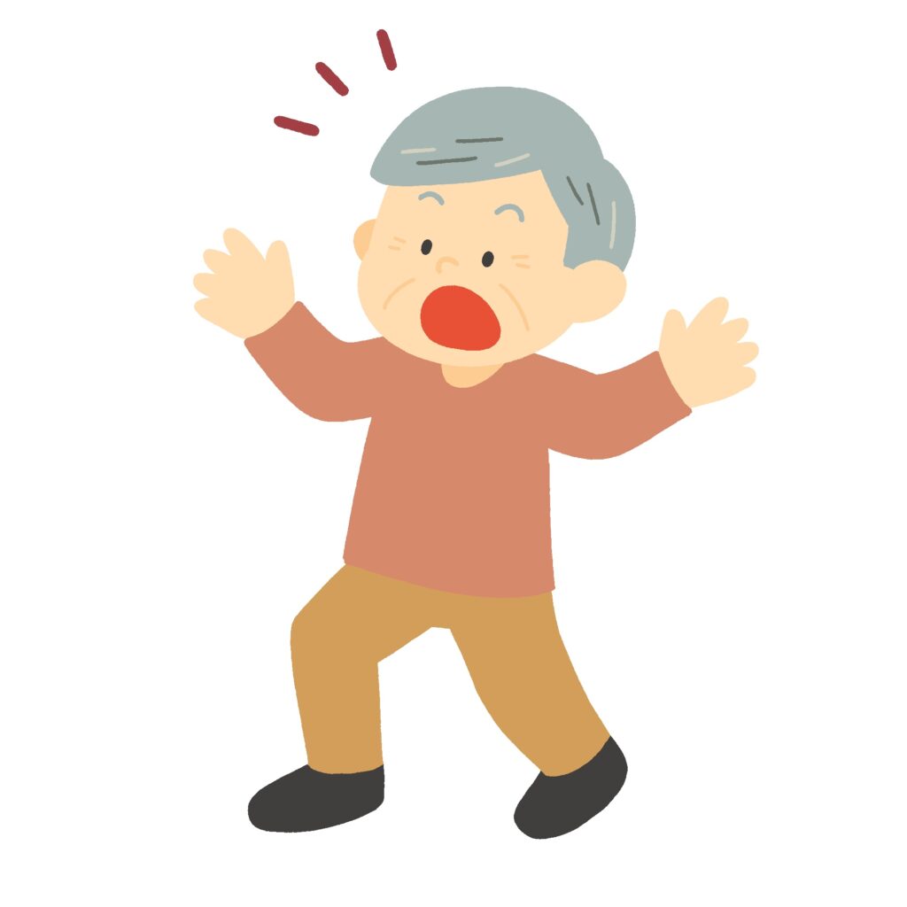驚くおじいさんの無料イラスト素材
