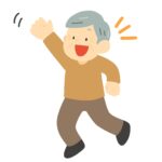 手を振るおじいさんの無料イラスト素材