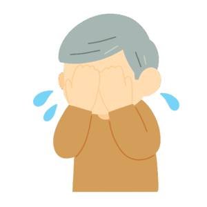 顔をおおって泣くおじいさんの無料イラスト素材