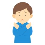 NGポーズ（バツ）をしている男性の無料イラスト素材