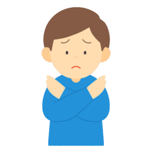 NGポーズ（バツ）をしている男性の無料イラスト素材