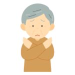 NGポーズ（バツ）をしているおばじいさんの無料イラスト素材