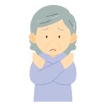 NGポーズ（バツ）をしているおばあさんの無料イラスト素材