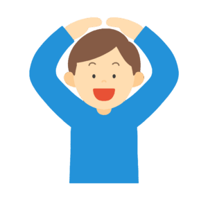 頭の上でOKサインをする男性の無料イラスト素材
