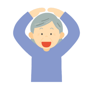 頭の上でOKサインをするおばあさんの無料イラスト素材
