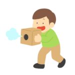 空気砲で遊ぶ男の子の無料イラスト素材