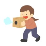 空気砲で遊ぶ女の子の無料イラスト素材