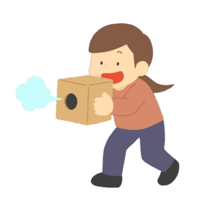 空気砲で遊ぶ女の子の無料イラスト素材