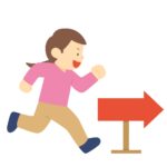 ゴールに向かって走る女性の無料イラスト素材