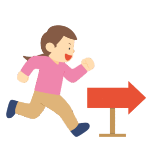 ゴールに向かって走る女性の無料イラスト素材