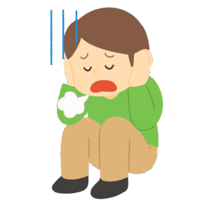 頭を抱えて落ち込む男性の無料イラスト素材