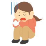 頭を抱えて落ち込む女性の無料イラスト素材