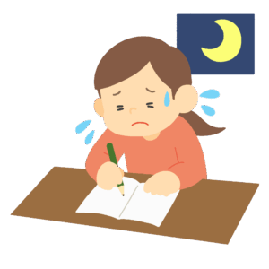 clip art of woman studying all night long-illpop.com