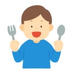 食事する男の子の無料イラスト素材