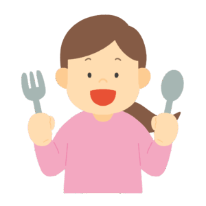 食事する女の子の無料イラスト素材