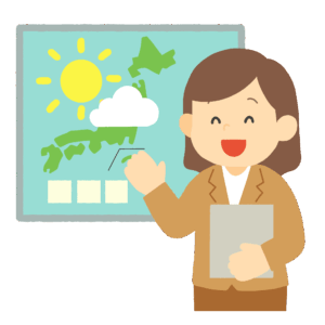 天気予報とお天気キャスターの無料イラスト素材